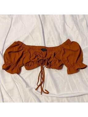 Yours & Mine Rust Orange Milkmaid Crop Top